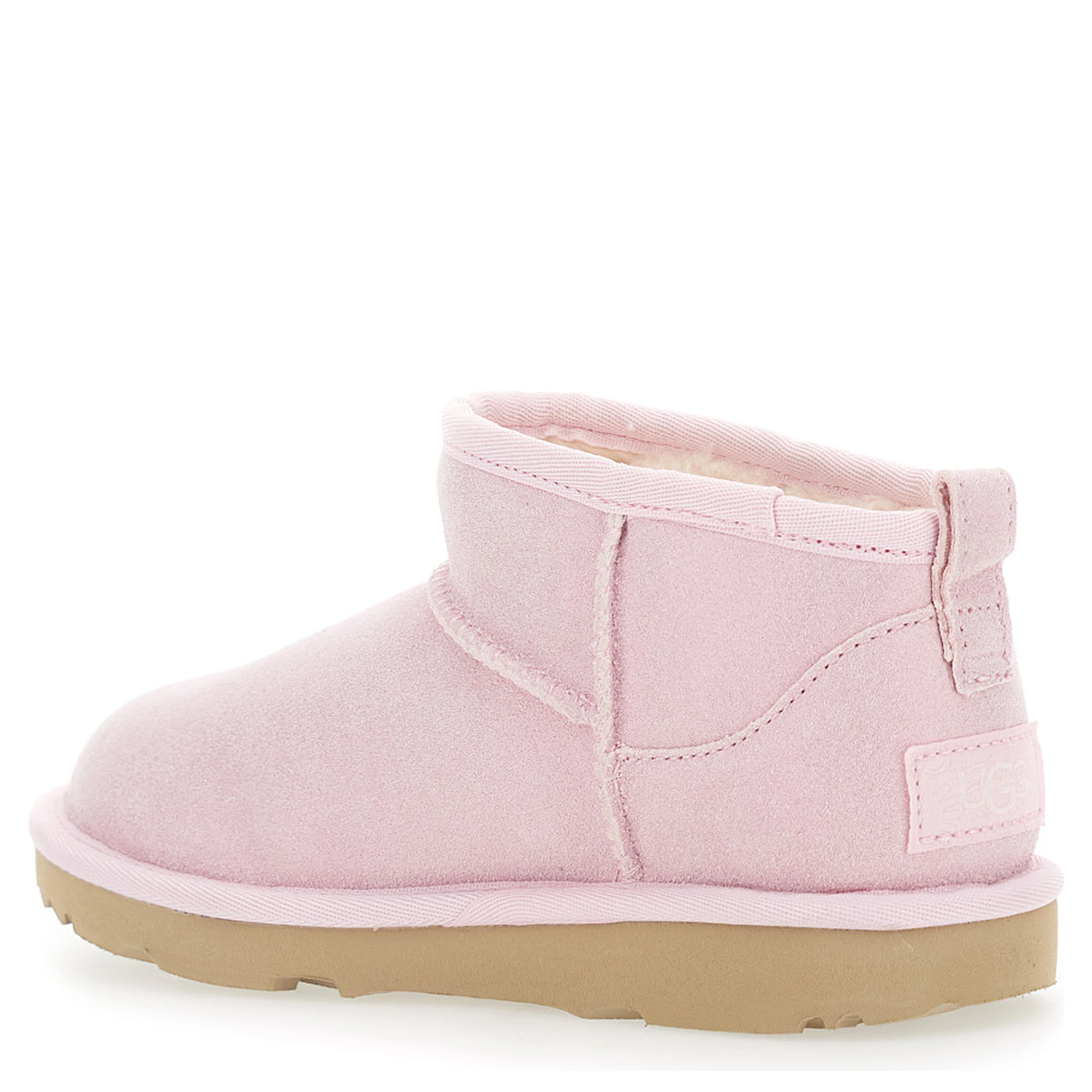 Classic Ultra Mini Pink Ankle Boots with Shearling Lining in Leather Girl