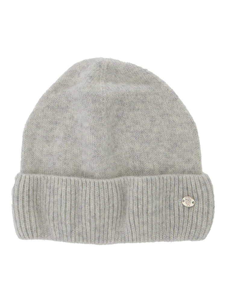 Vivian Grey Beanie with Logo Plaque Detail on the Front in Cashmere Woman