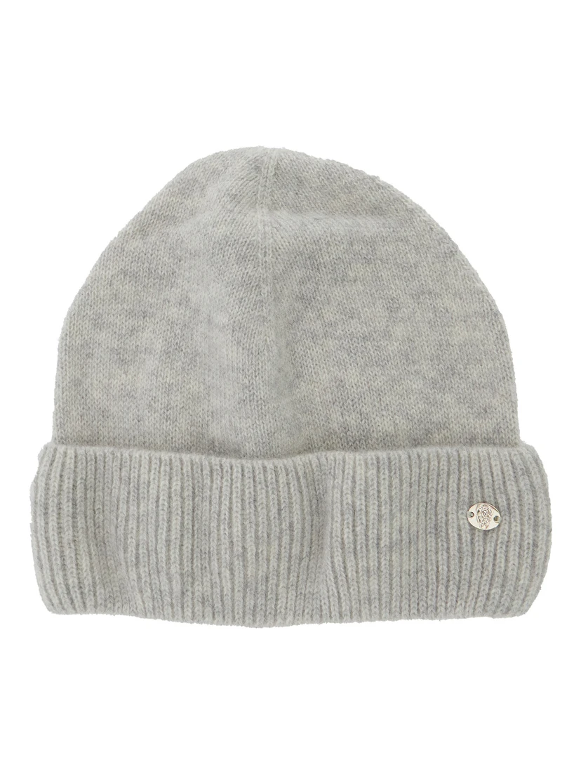 Vivian Grey Beanie with Logo Plaque Detail on the Front in Cashmere Woman