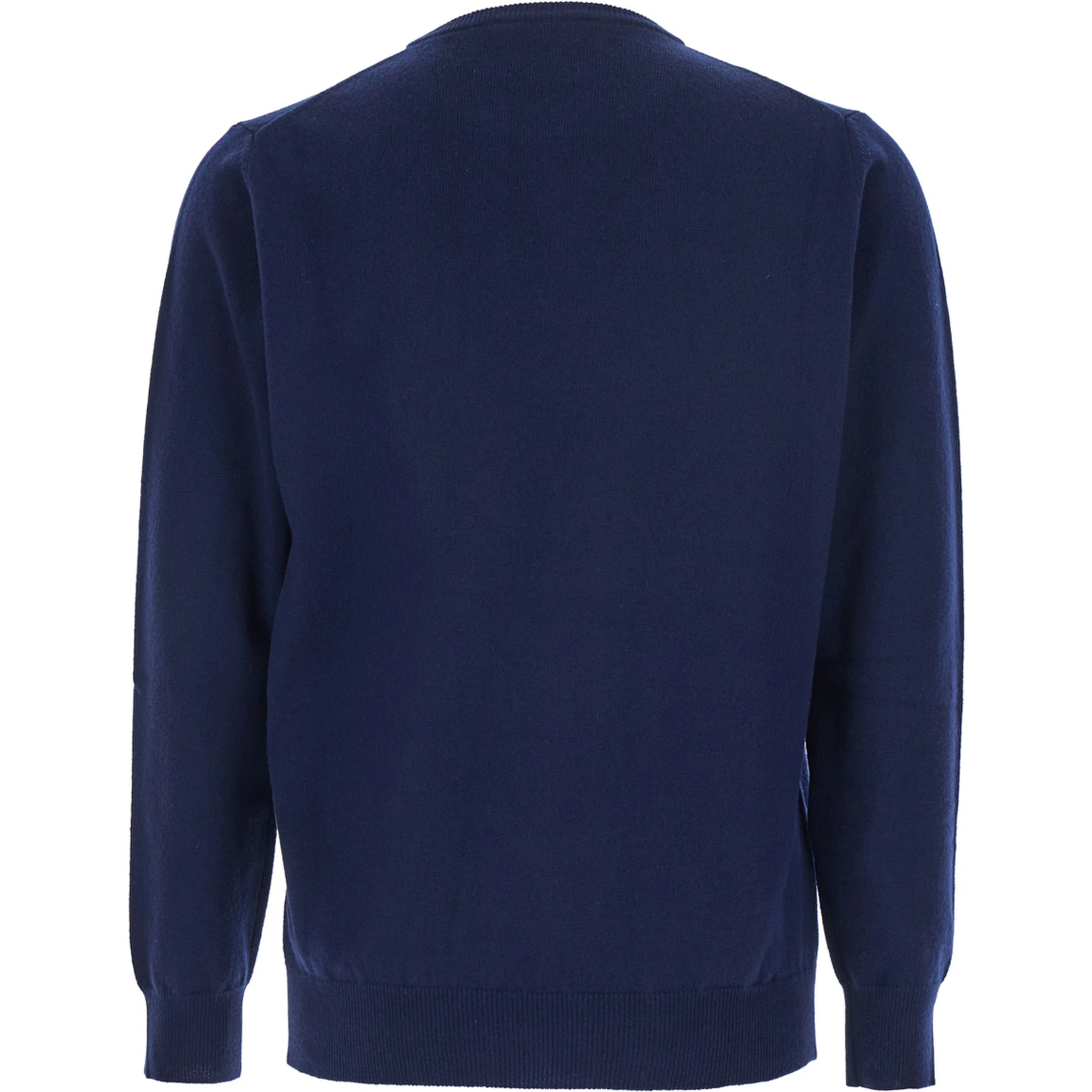 Blue Crewneck Sweater with Ribbed Trims in Cashmere Man