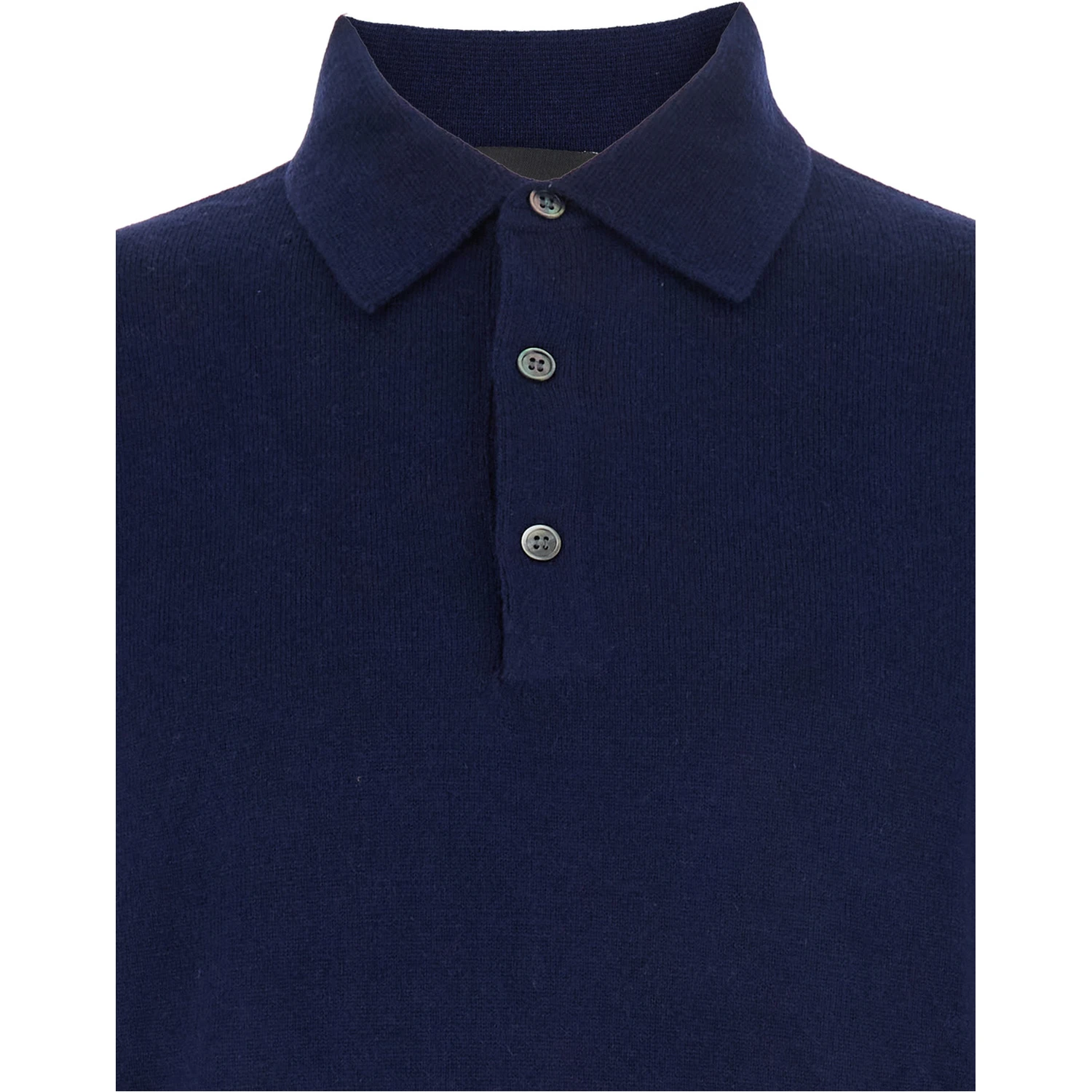 Blue Sweater with Polo Shirt Style Collar and Long Sleeves in Wool Blend Man