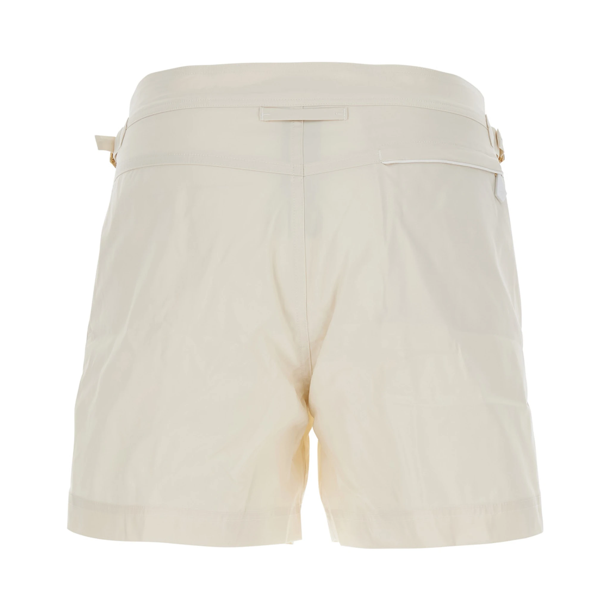 Beige Swim Shorts with Side Adjustable Straps and Logo Patch on the Side in Tech Fabric Man