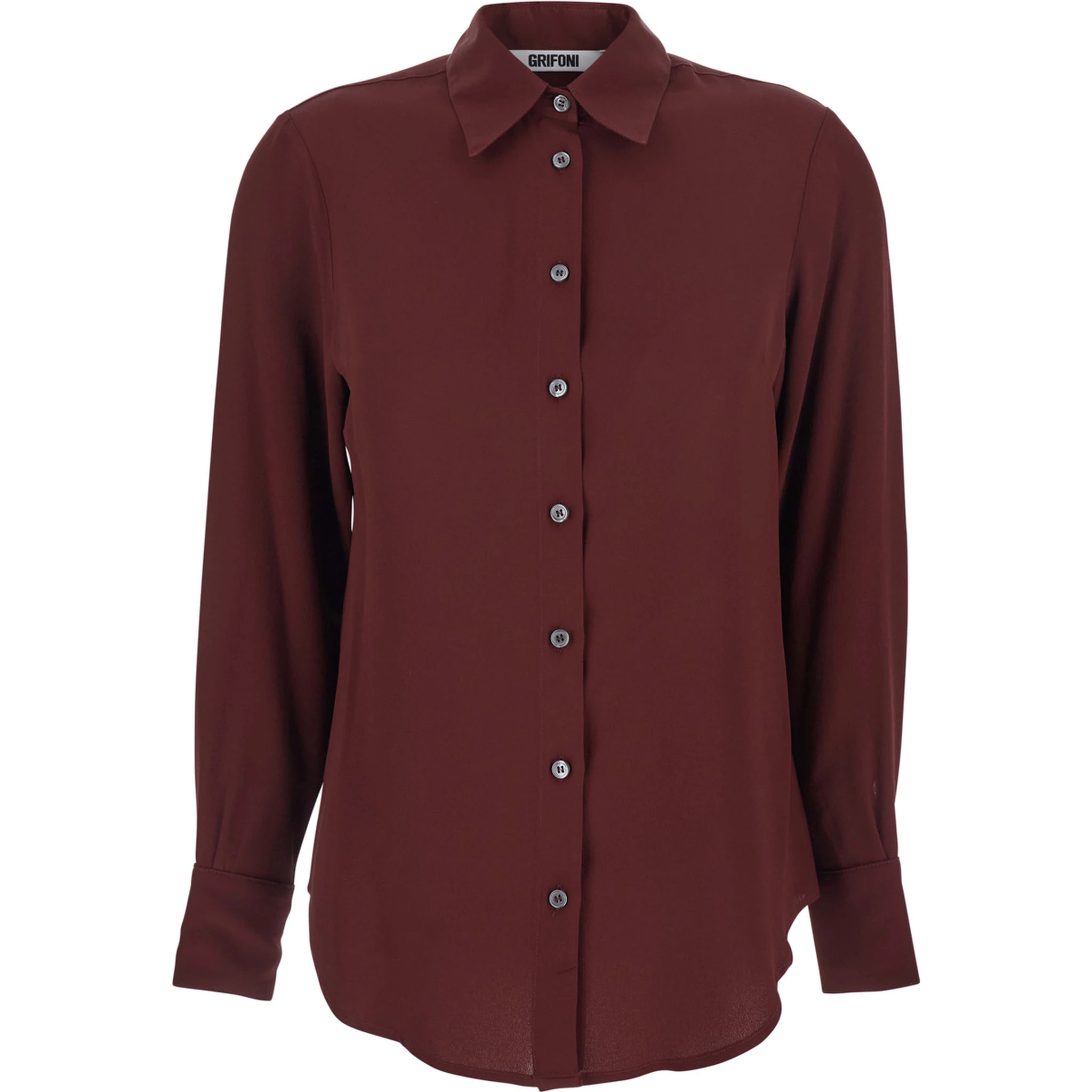 Bordeaux Shirt with Classic Collar and Buttoned Cuffs in Cotton Blend Woman