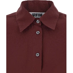 Bordeaux Shirt with Classic Collar and Buttoned Cuffs in Cotton Blend Woman