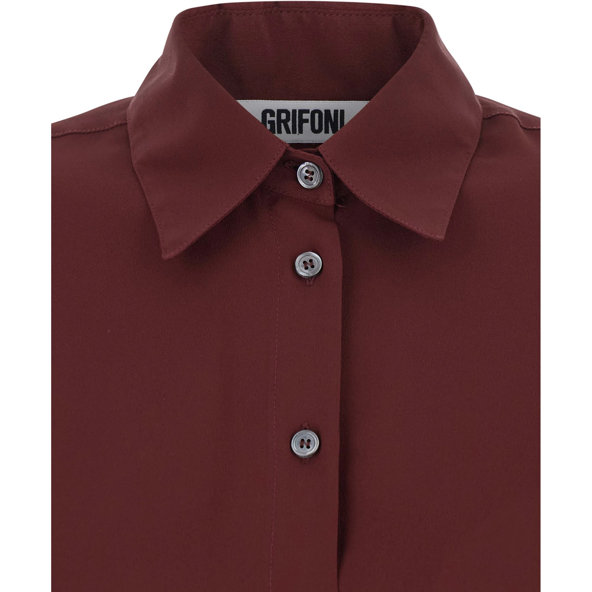 Bordeaux Shirt with Classic Collar and Buttoned Cuffs in Cotton Blend Woman