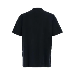 Black Crewneck T-Shirt with Logo Lettering on the Front in Cotton Man