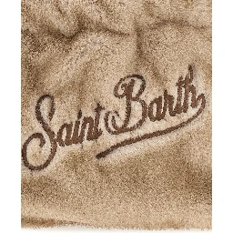 Colette Beige Handbag with Logo Lettering on Front and Back in Faux Fur Girl