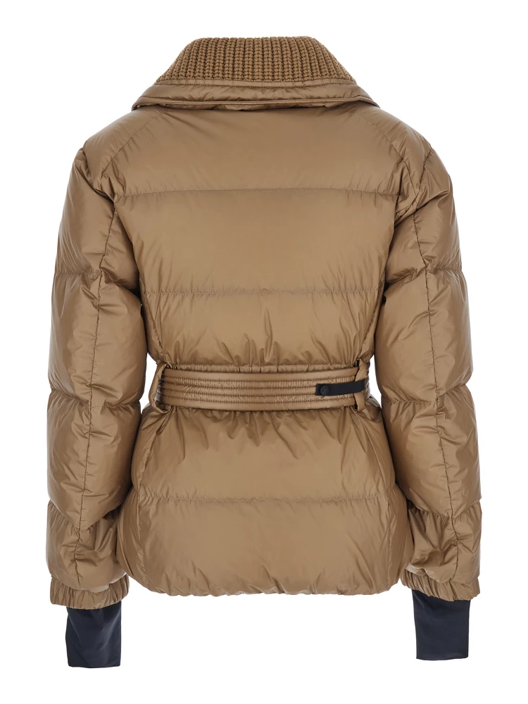 Bataillouse Beige Down Jacket with Logo Patch on the Sleeve and Front Belt in Tech Fabric Woman alternative