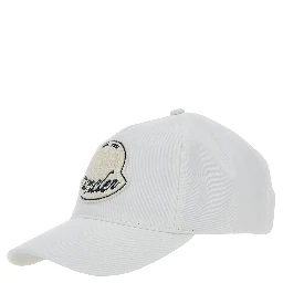 White Baseball Cap with Logo Patch on the Front in Cotton Man