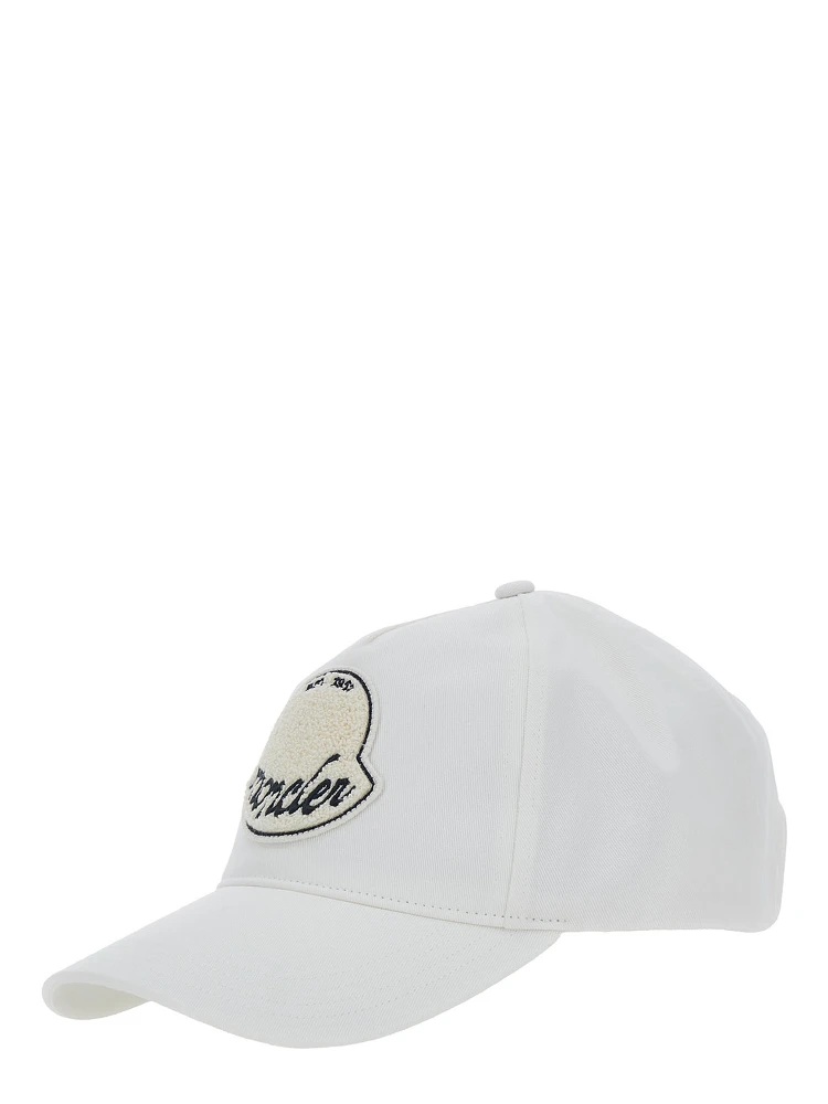 White Baseball Cap with Logo Patch on the Front in Cotton Man