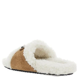 White Sandals with Buckles and Studs in Leather and Fur Woman