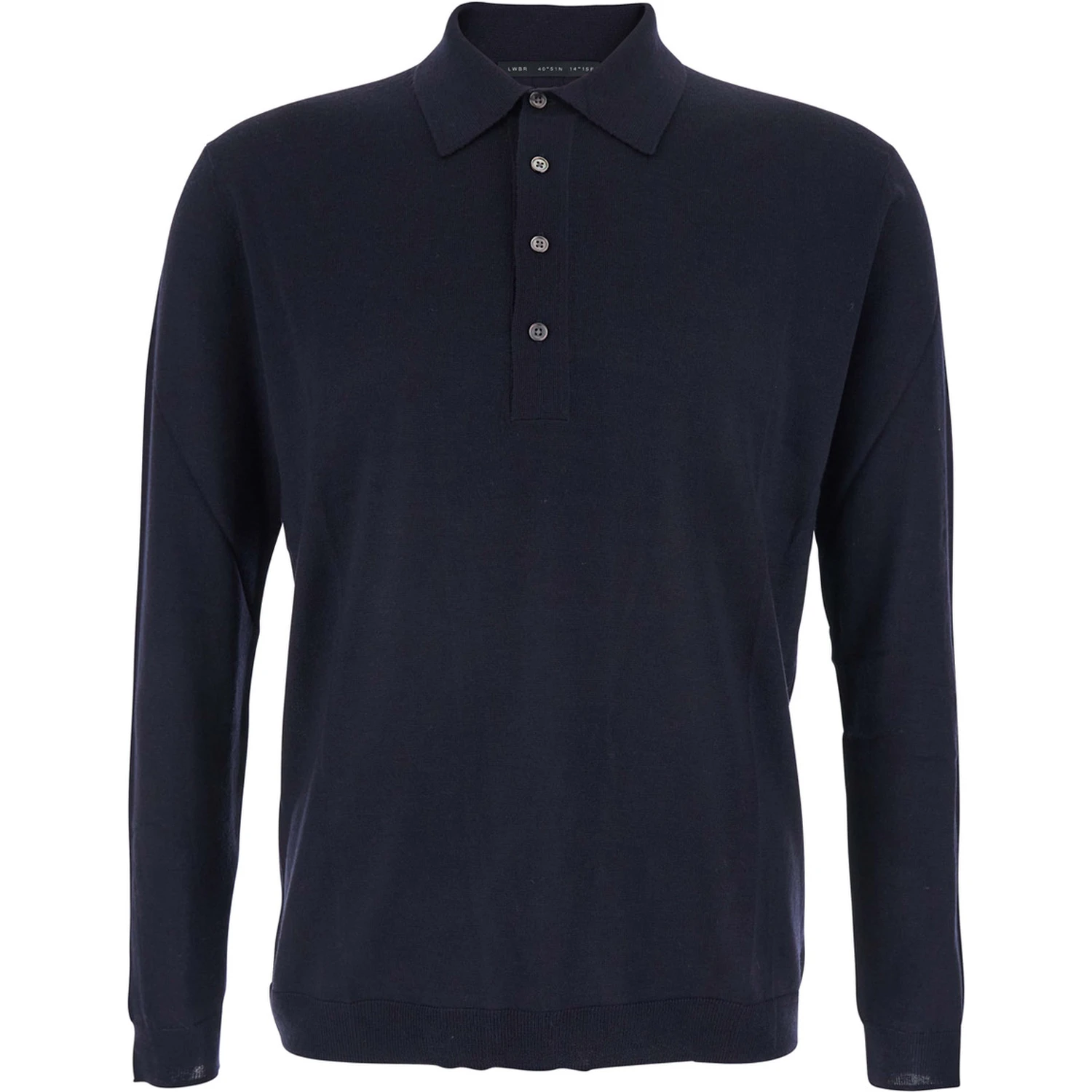 Blue Sweater with Polo Shirt Style Collar and Long Sleeves in Wool Man