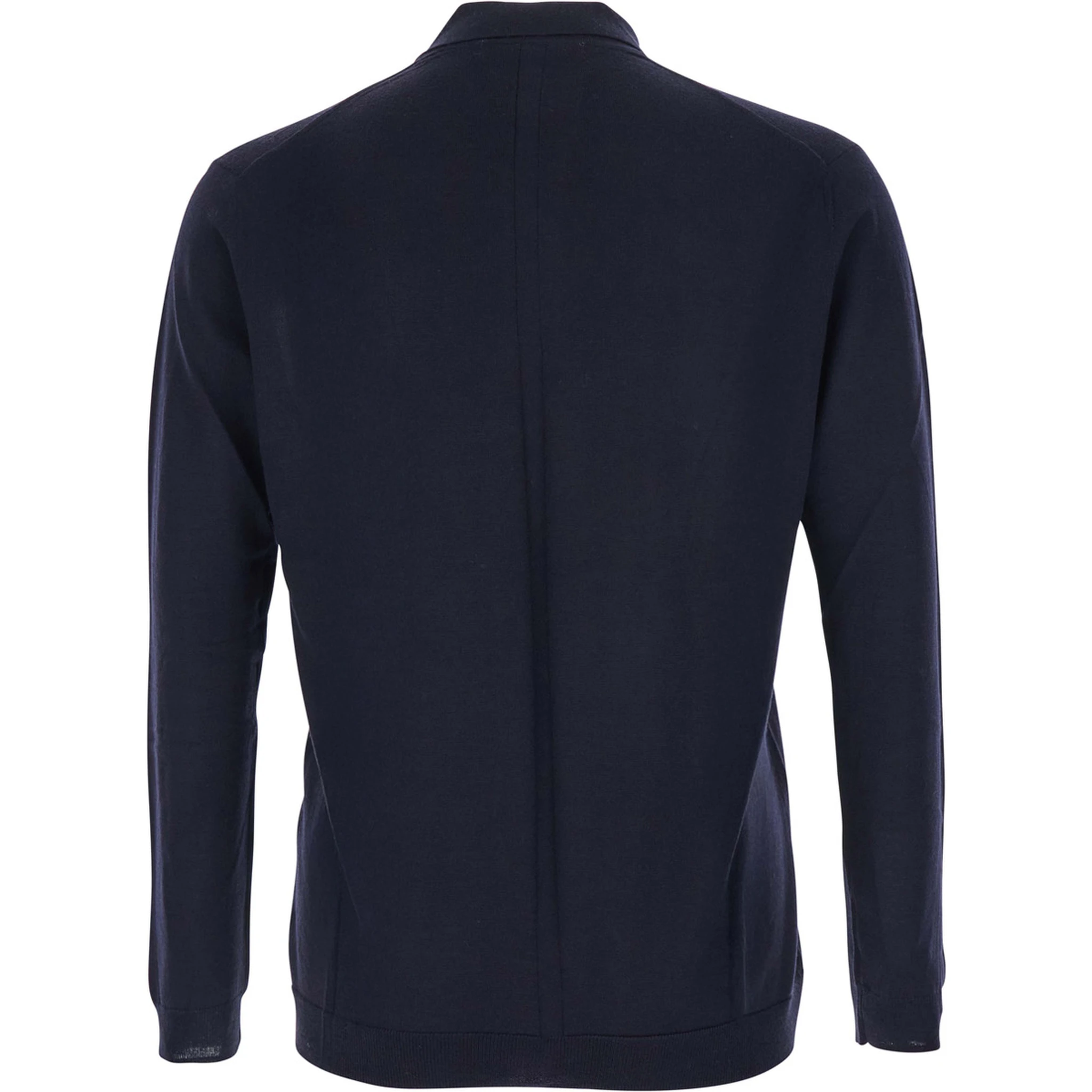 Blue Sweater with Polo Shirt Style Collar and Long Sleeves in Wool Man