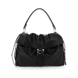 Mama Baguette Large Black Shoulder Bag with FF Closure on the Front in Leather Man