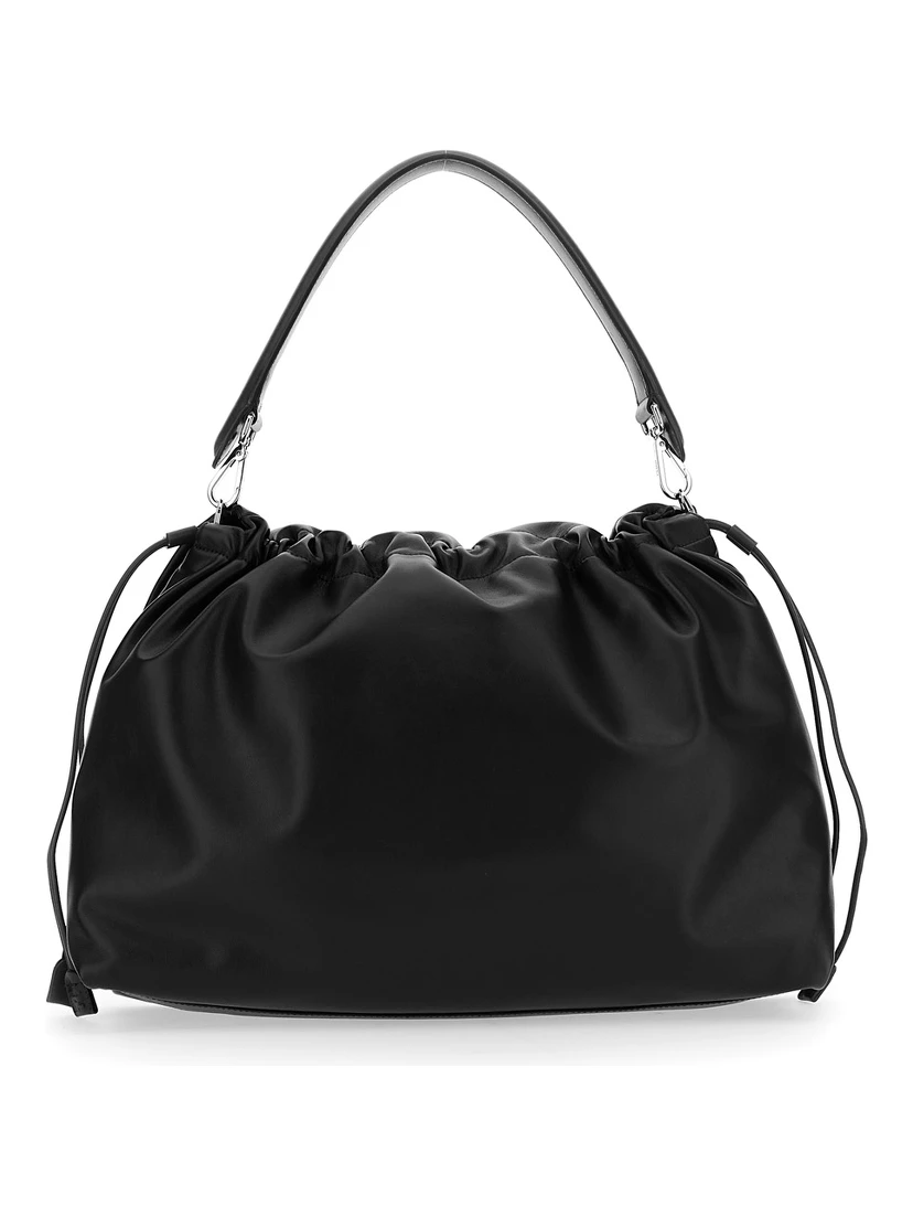 Mama Baguette Large Black Shoulder Bag with FF Closure on the Front in Leather Man