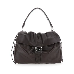 Mama Baguette Large Brown Shoulder Bag with FF Closure on the Front in Leather Man