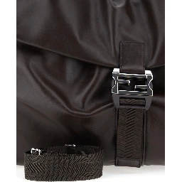 Mama Baguette Large Brown Shoulder Bag with FF Closure on the Front in Leather Man