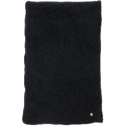 Reese Black Scarf with Logo Detail on the Front in Cashmere Woman