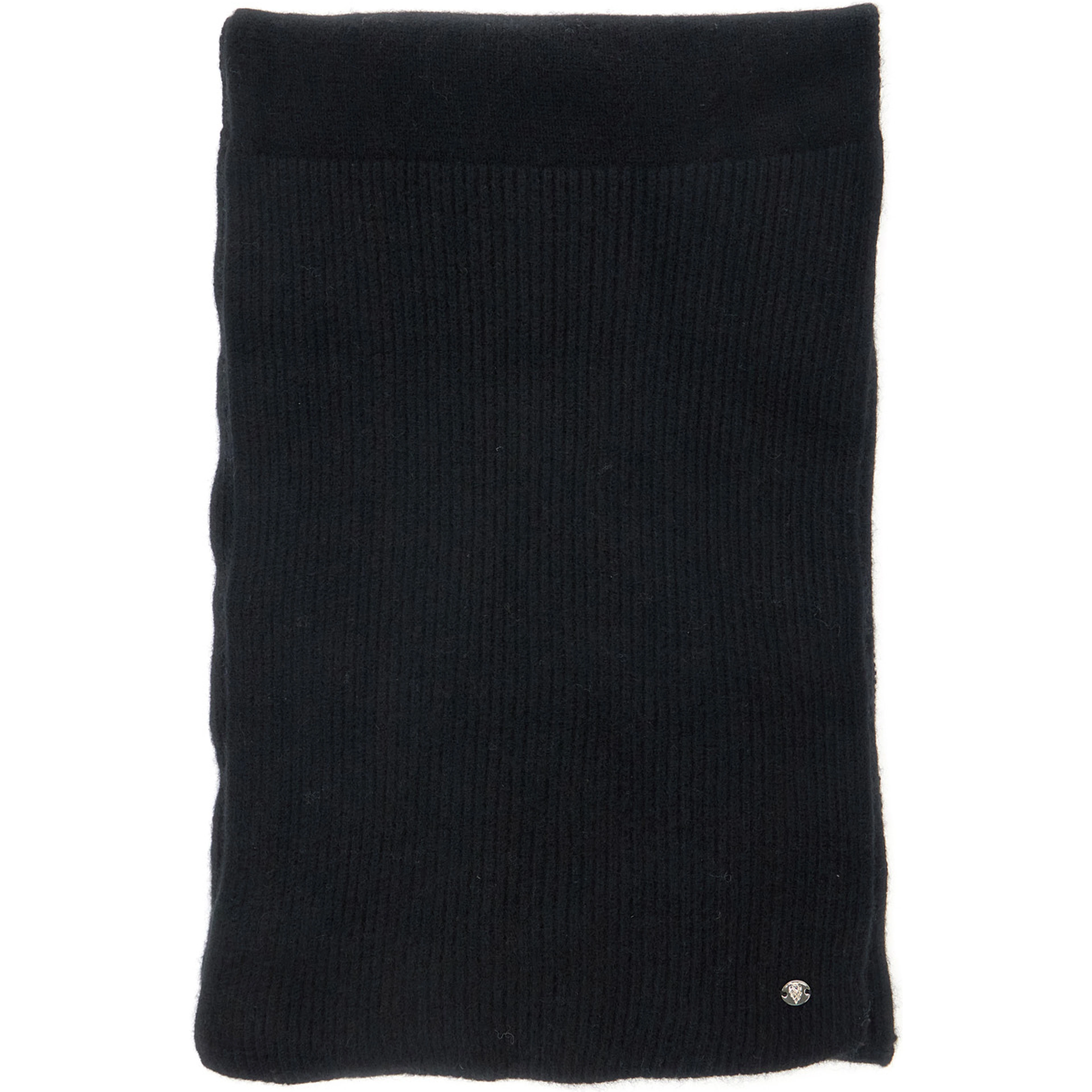 Reese Black Scarf with Logo Detail on the Front in Cashmere Woman