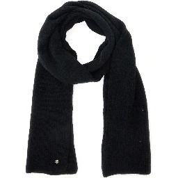Reese Black Scarf with Logo Detail on the Front in Cashmere Woman