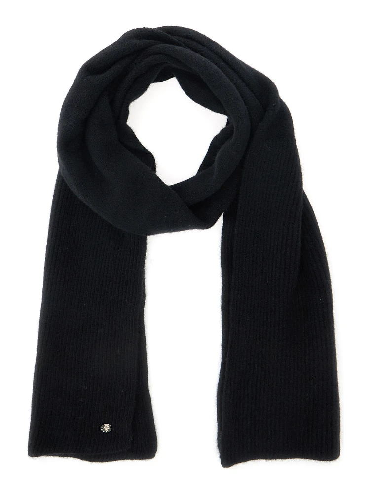 Reese Black Scarf with Logo Detail on the Front in Cashmere Woman alternative