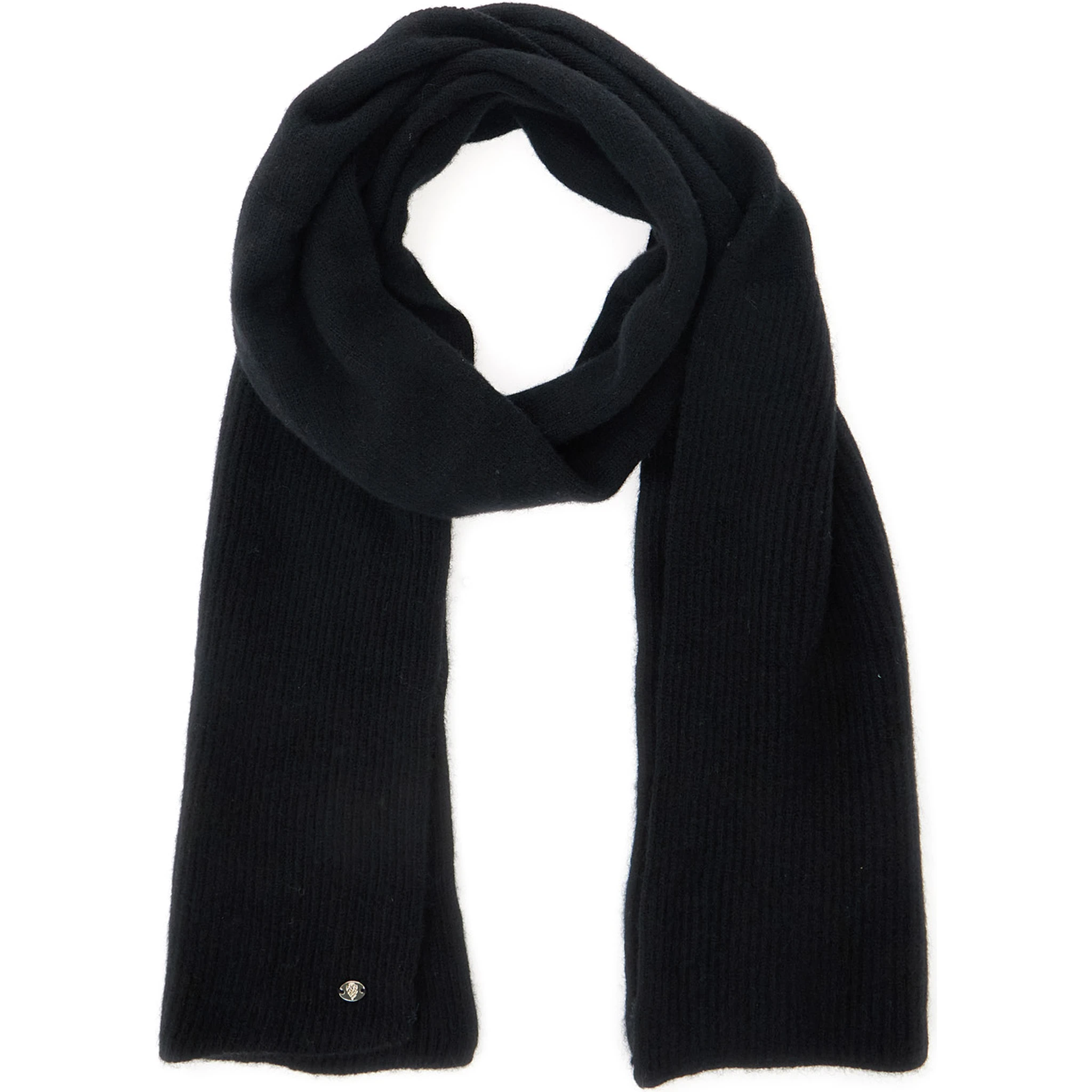 Reese Black Scarf with Logo Detail on the Front in Cashmere Woman