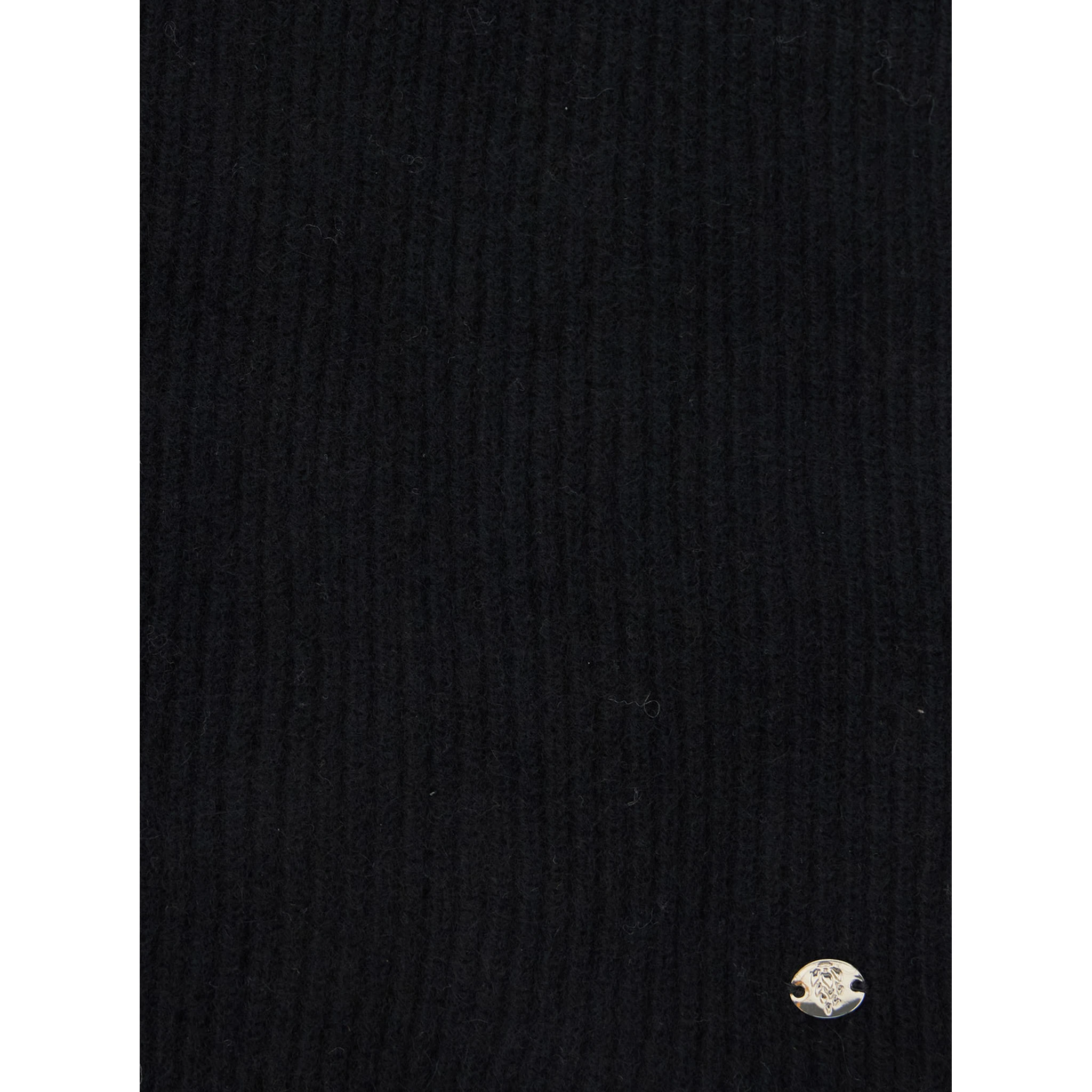 Reese Black Scarf with Logo Detail on the Front in Cashmere Woman