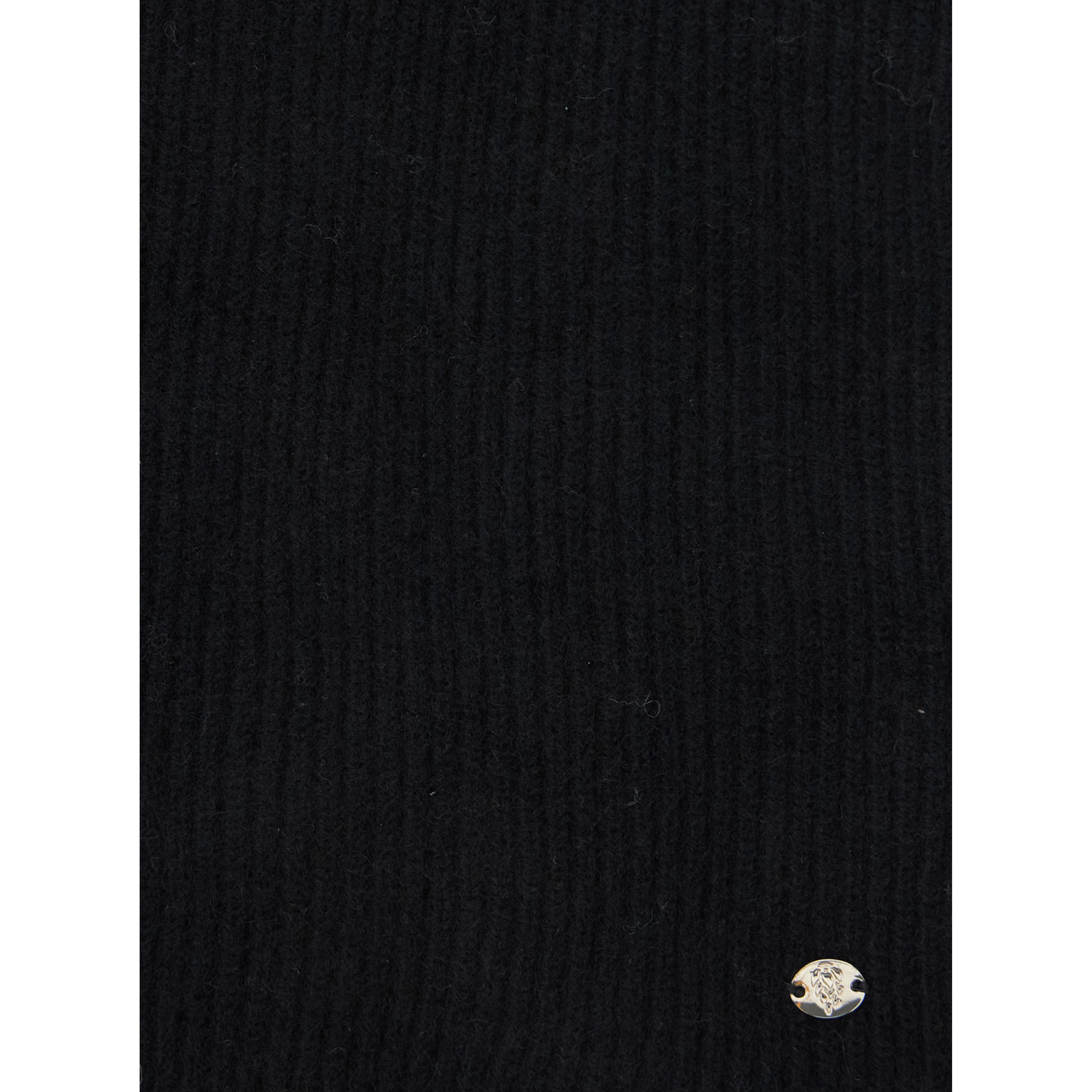 Reese Black Scarf with Logo Detail on the Front in Cashmere Woman