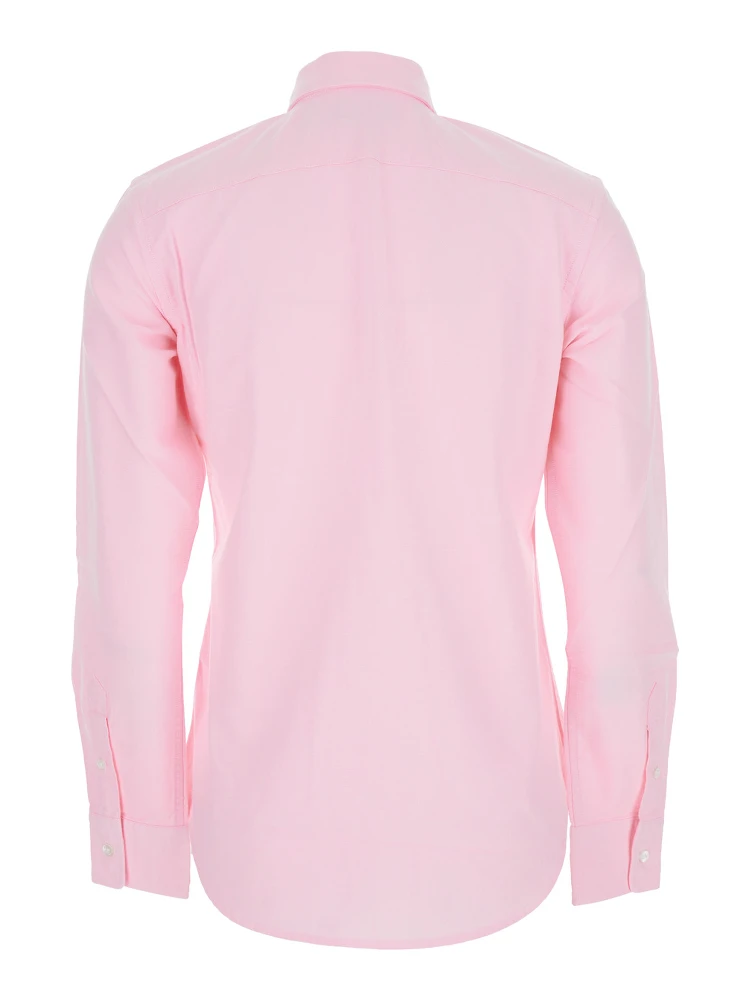 Pink Shirt with Classic Collar and Logo Embroidery on the Front in Cotton Woman alternative