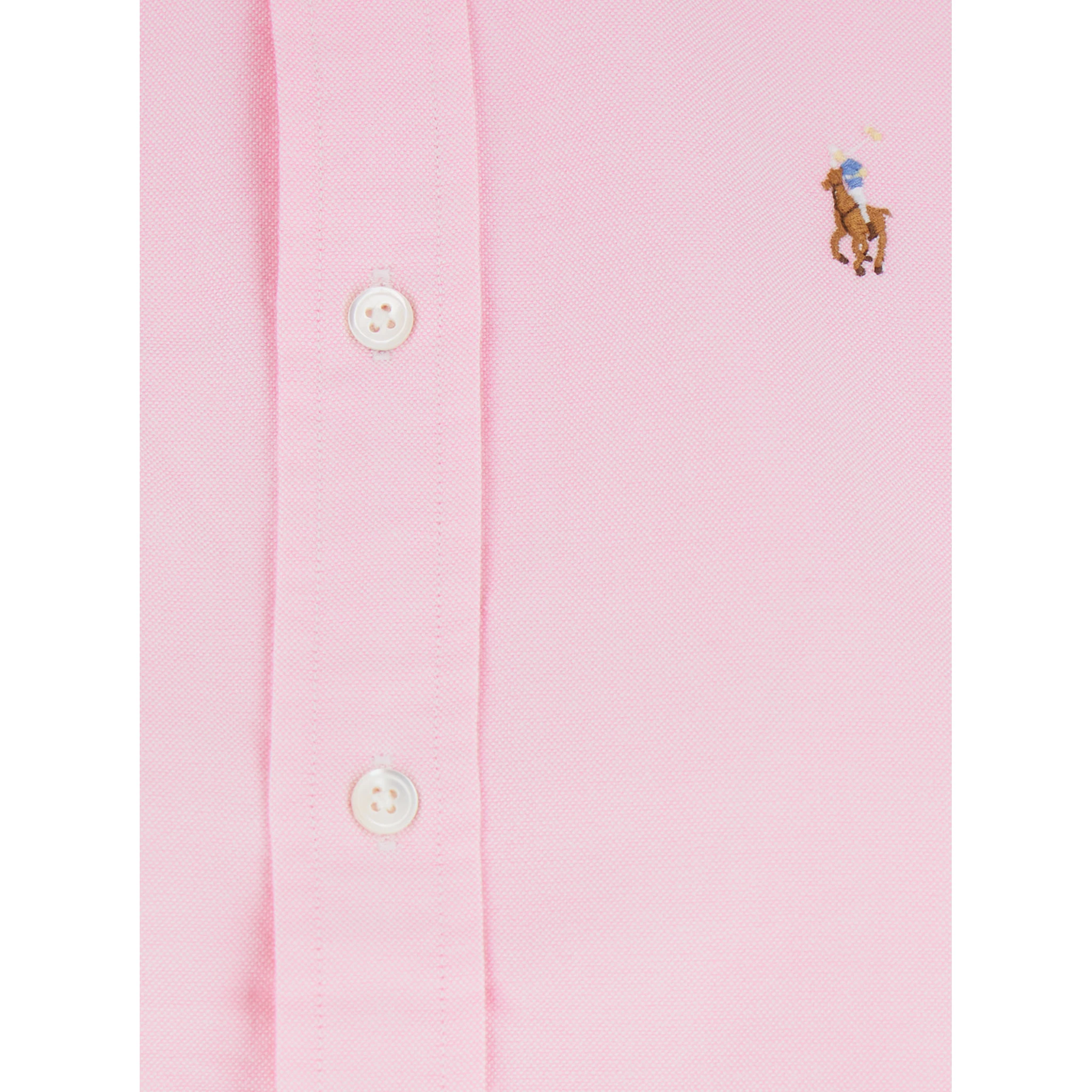 Pink Shirt with Classic Collar and Logo Embroidery on the Front in Cotton Woman