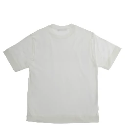 White Crewneck T-Shirt with Logo Lettering on the Front in Cotton Boy
