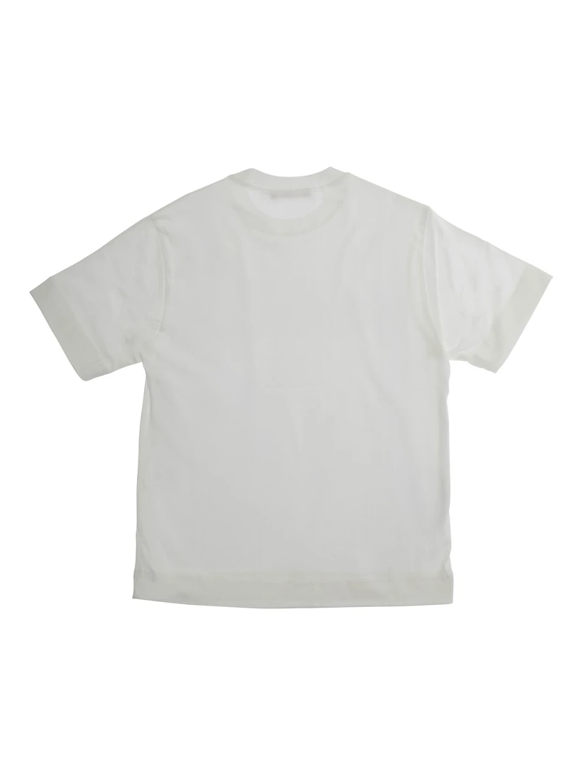 White Crewneck T-Shirt with Logo Lettering on the Front in Cotton Boy