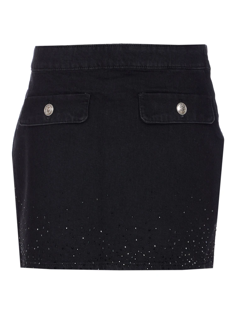 embellished-crystal pocket mini skirt