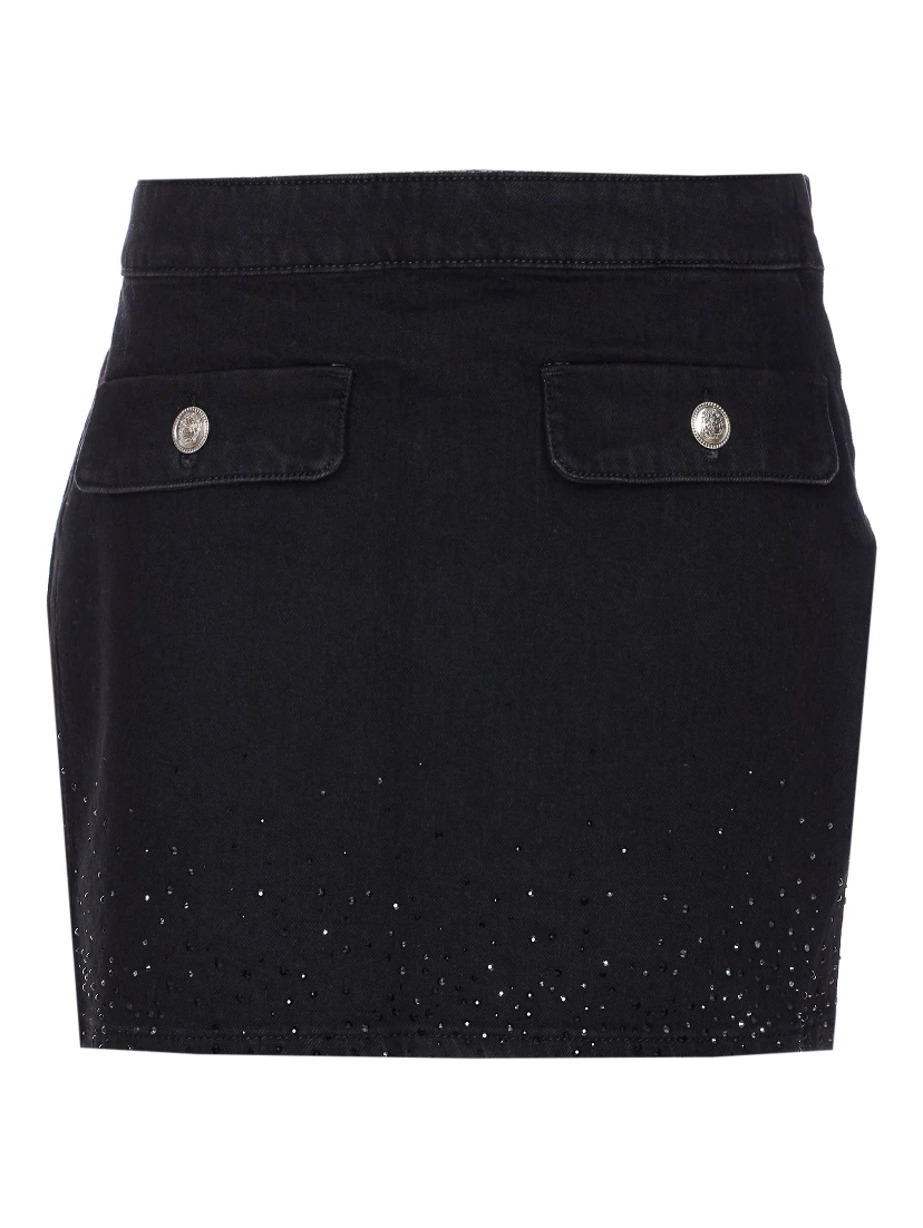 embellished-crystal pocket mini skirt