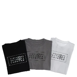 Multicolor Set of Three T-Shirts with Logo Print on Front in Cotton Boy