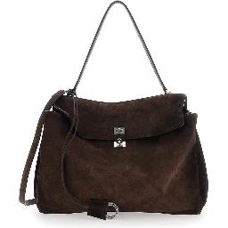Rodeo Brown Large Shoulder Bag with Removable Shoulder Strap in Suede Man