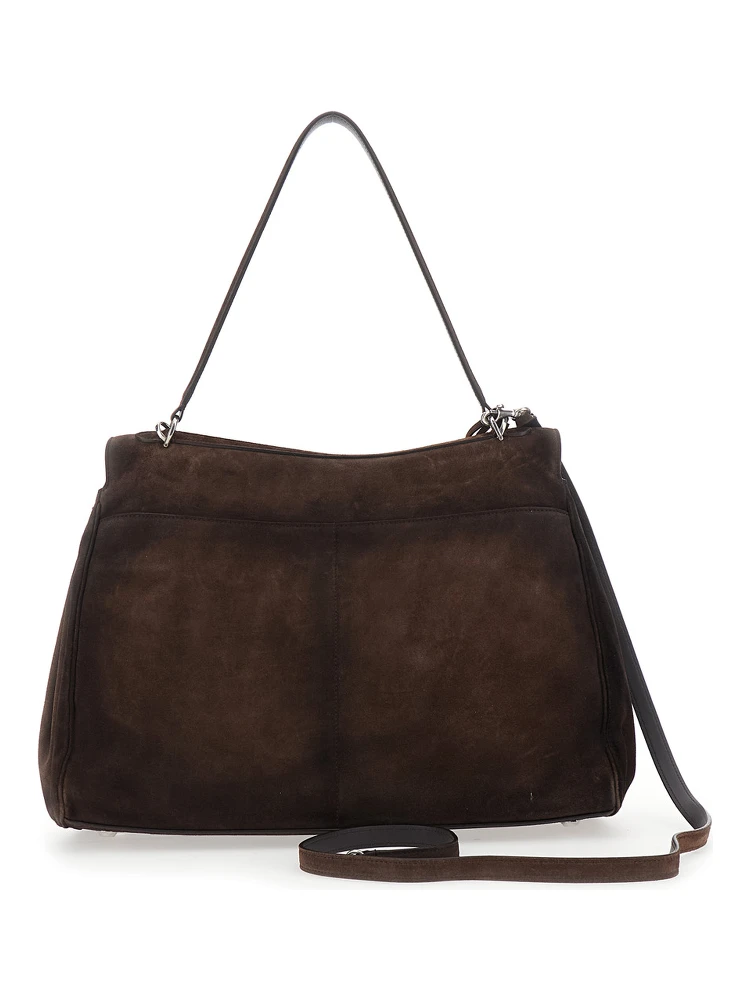 Rodeo Brown Large Shoulder Bag with Removable Shoulder Strap in Suede Man alternative