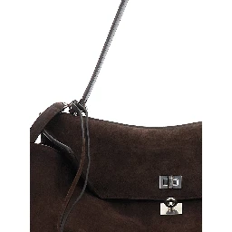Rodeo Brown Large Shoulder Bag with Removable Shoulder Strap in Suede Man