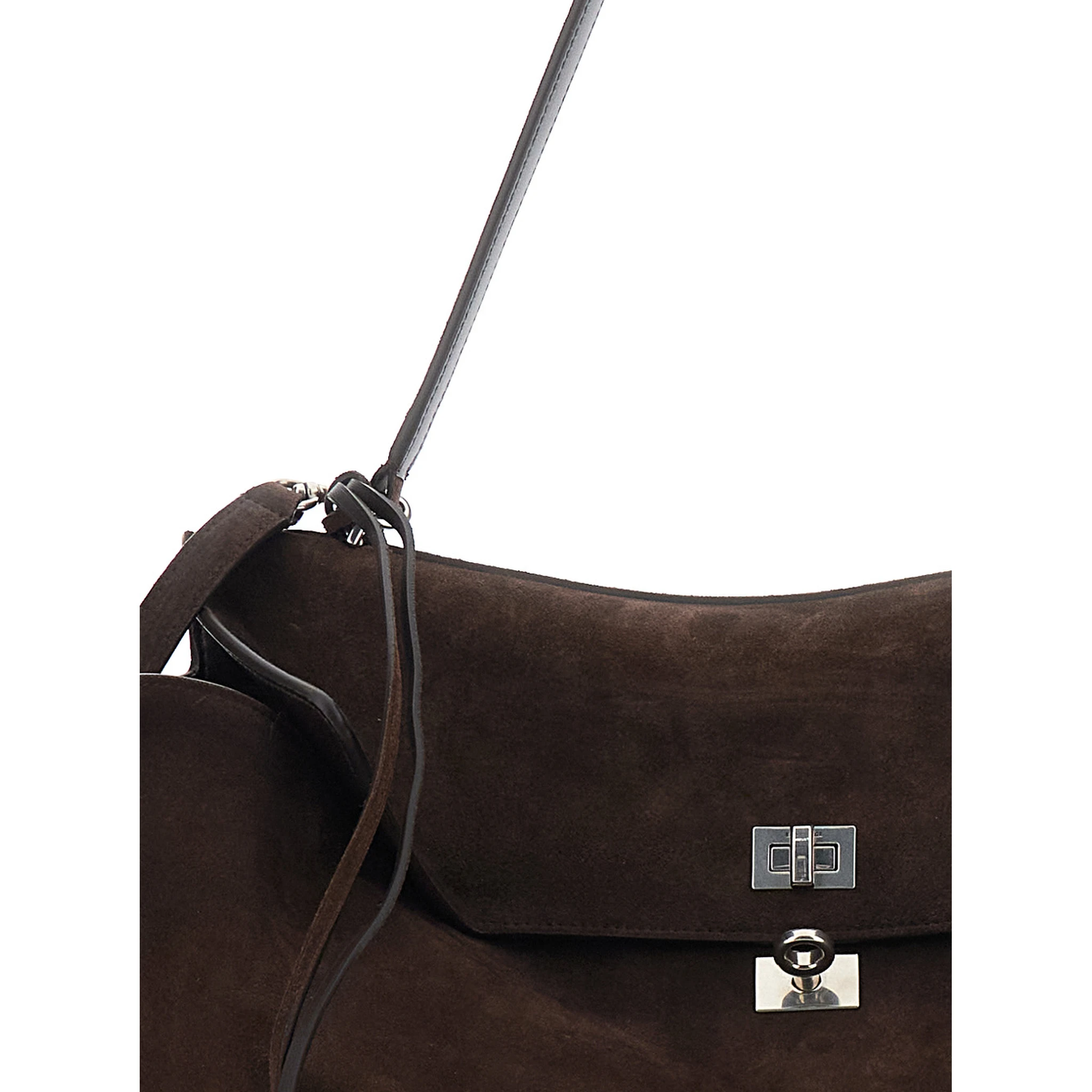 Rodeo Brown Large Shoulder Bag with Removable Shoulder Strap in Suede Man
