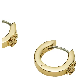 Kira Metallic Huggie Hoop Earings with Double T Motif in Brass Blend Woman