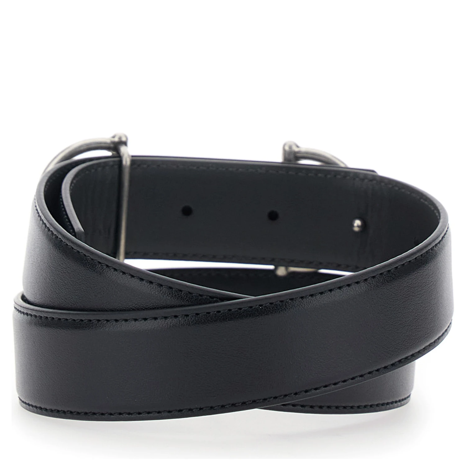 Black Belt with Horsebit on the Front in Leather Man