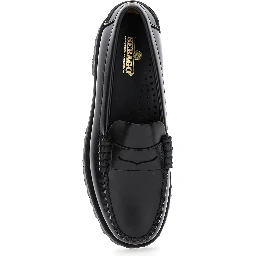 Black Slip-On Loafers with Lug Sole in Leather Woman