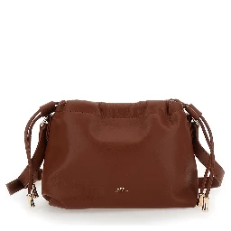 Ninon Mini Brown Crossbody Bag with Embossed Logo on the Front and Adjustable Shoulder Strap in Ecoleather Woman