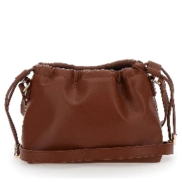 Ninon Mini Brown Crossbody Bag with Embossed Logo on the Front and Adjustable Shoulder Strap in Ecoleather Woman
