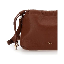 Ninon Mini Brown Crossbody Bag with Embossed Logo on the Front and Adjustable Shoulder Strap in Ecoleather Woman