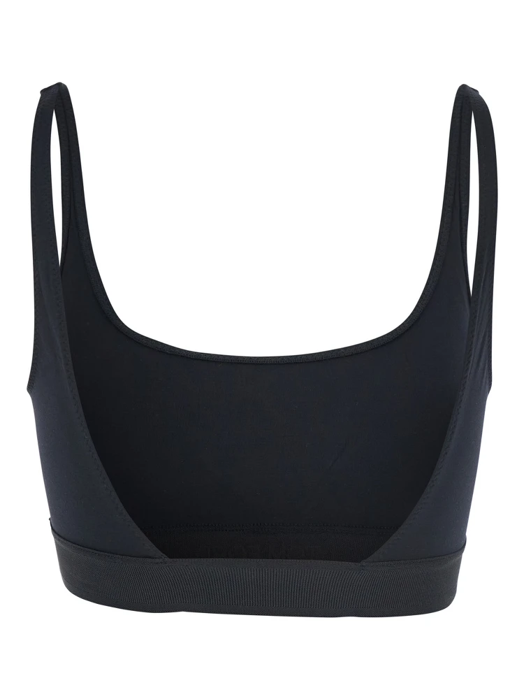 Black Bralette Top with Scoop Neck and Logo Lettering on the Front in Modal Stretch Woman alternative