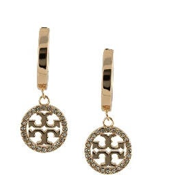 Icon Gold-Colored Hoop Earrings with Crystals in Brass Woman