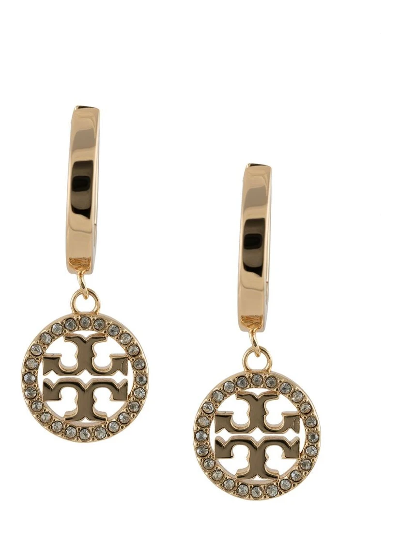 Icon Gold-Colored Hoop Earrings with Crystals in Brass Woman