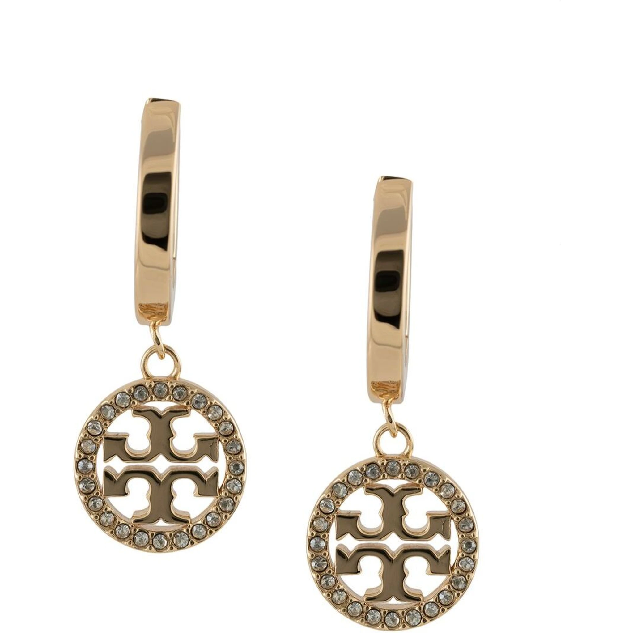 Icon Gold-Colored Hoop Earrings with Crystals in Brass Woman