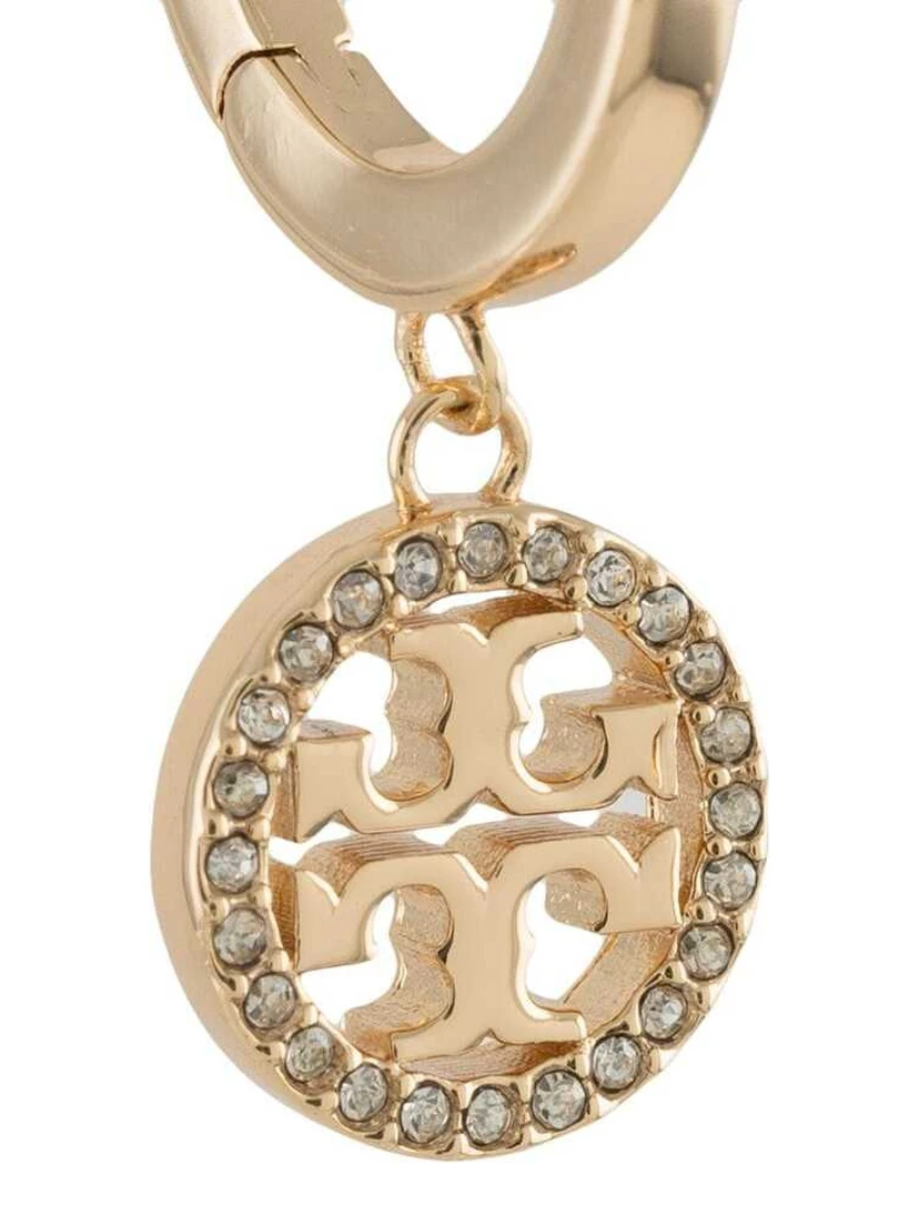 Icon Gold-Colored Hoop Earrings with Crystals in Brass Woman